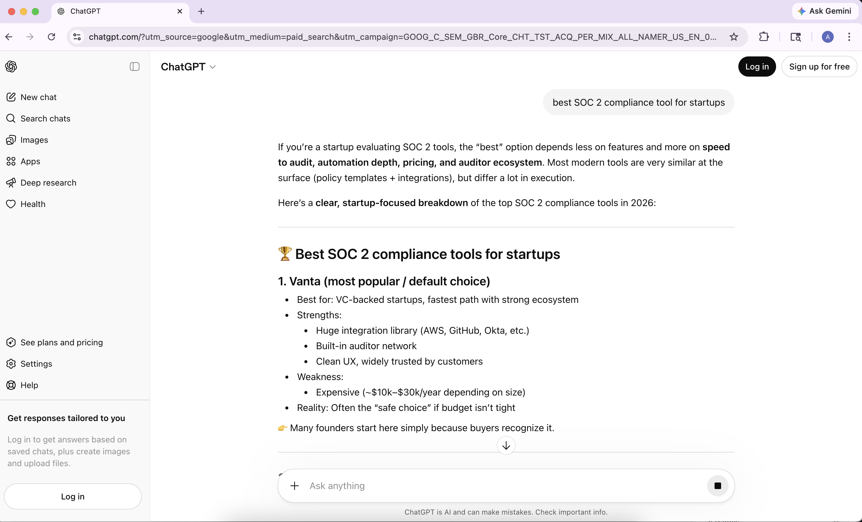 ChatGPT Response (top): the query Probo's buyers ask